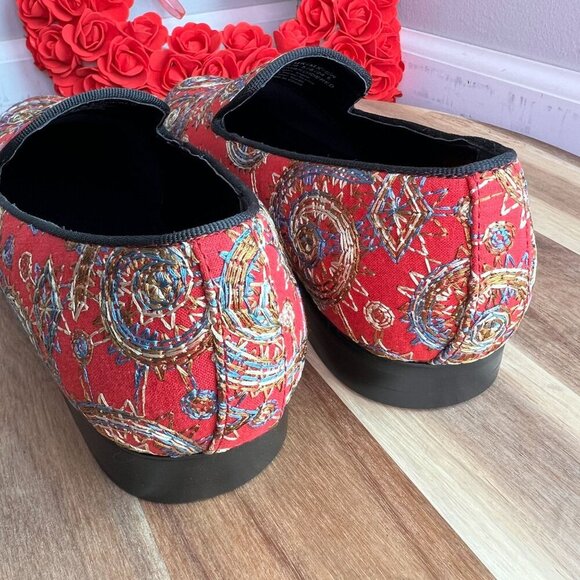 Tallia Orange Mens Quinzio Embroidered Loafer Padded Footbed 7.5M in Red Multi - Picture 8 of 13